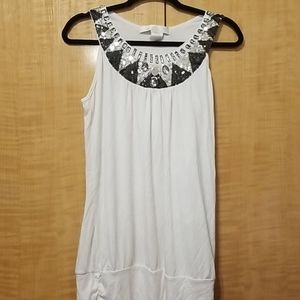 White shirt with fancy neckline